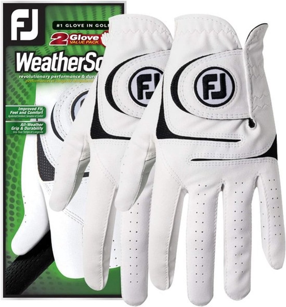 Heren Golfhandschoenen WeatherSof - Set van 2 (Wit)