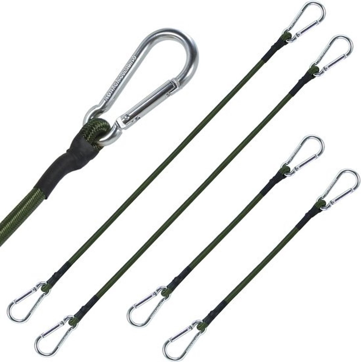 Spanrubber Set van 4 - Elastisch Expandertouw met Karabijnhaak - 30/60 cm voor Bagage en Fietsen