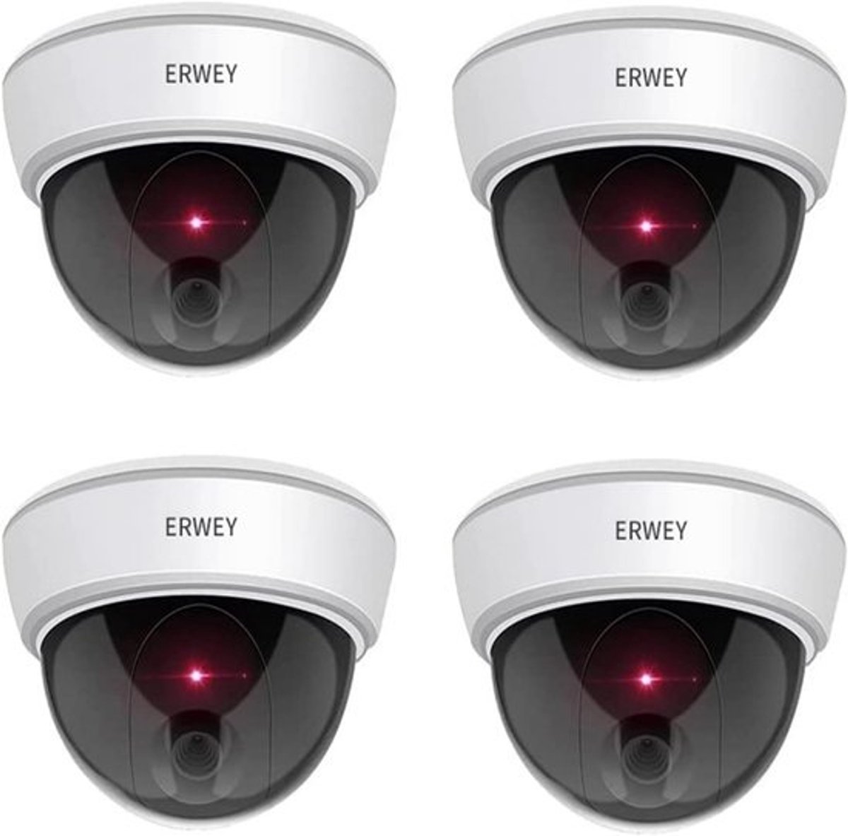 Dummy Camera Set - Nep Camera's - Beveiliging Huis - Knipperend Rood LED - 4 Stuks - Wit
