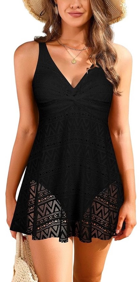 Elegante Badjurk met Kant en V-hals - Comfortabel Eendelig Badpak