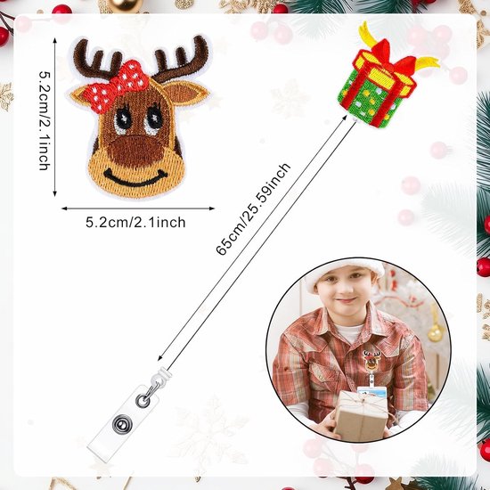 8 Stuks Kerst Vilt Badge Reel - Schattige Badge Houder met Retractable Clip voor Verpleegkundigen, Artsen en Onderwijsprofessionals — afbeelding 5