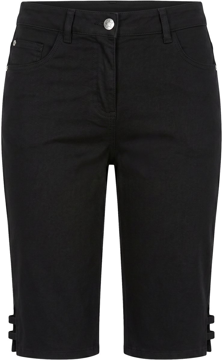 Angel of Style - Dames - Jeans-bermuda Berry rechte pijp 5-pocket zoomsplit - Zwart - Maat 42