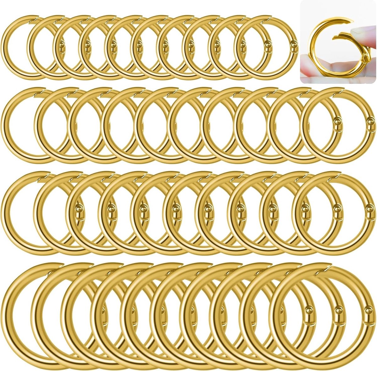 40-delige ronde karabiner set met 4 maten O-ring, metalen karabiners voor tassen, handwerken en DIY-projecten