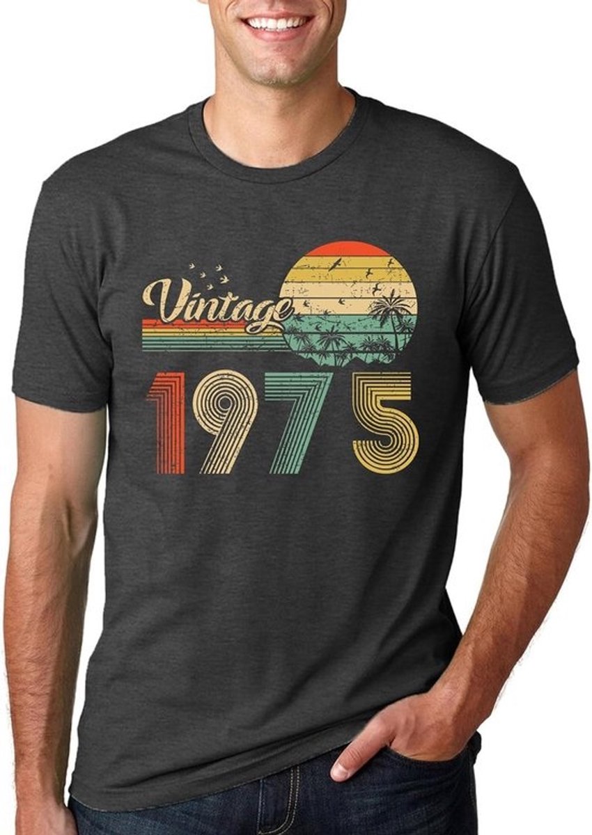 T-shirt heren 50e verjaardag vintage 1975 bedrukt