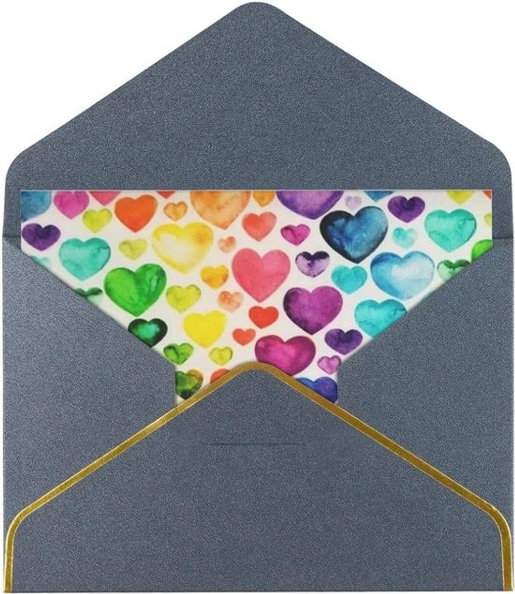 Wenskaart Hart - Bedankkaart Groetkaart - Gepersonaliseerde Boodschappen - Parelpapier Dubbelzijdig Effect - 16x23cm - Zwart