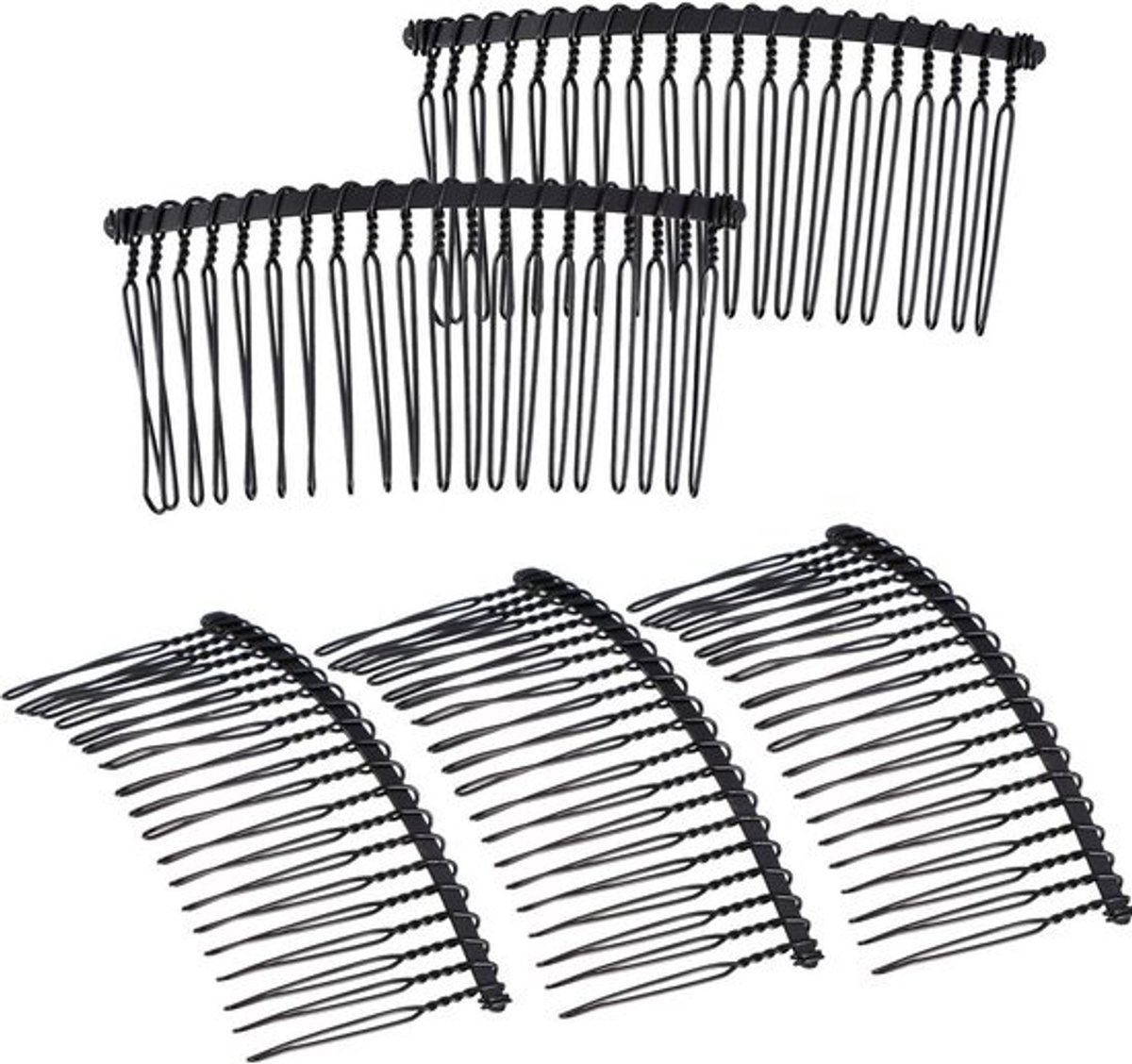 Haarclip Kammen - Bruidssluiers Kammen - Haar Accessoires Maken - 20 Tanden Ontwerp - 5 Stuks - Goud en Zwart