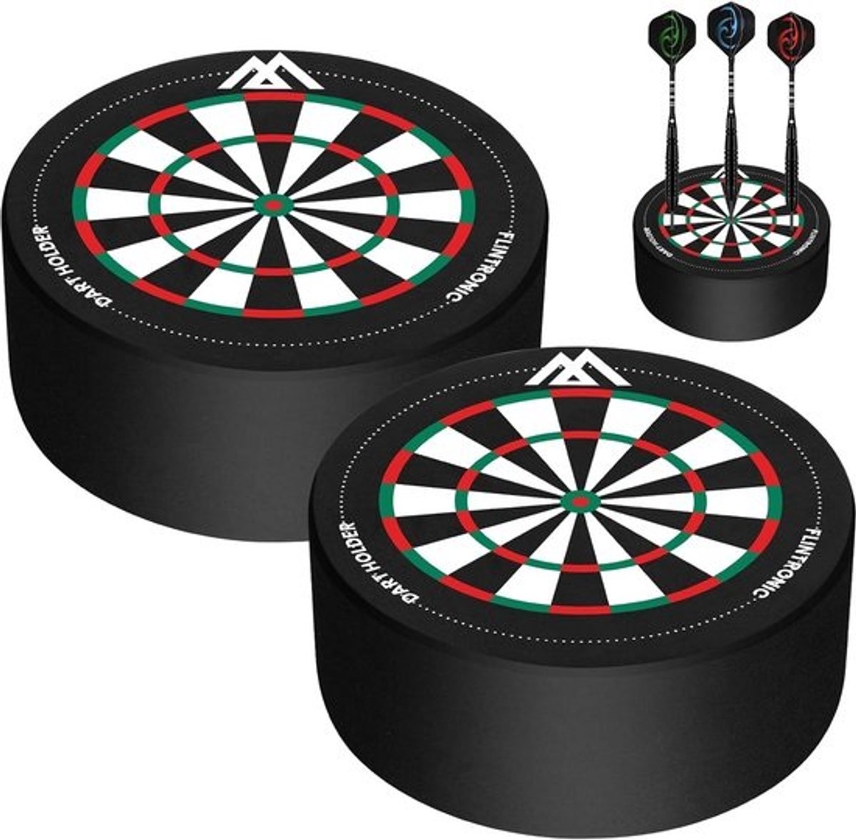 Flintronic Pack of 2 Dart Holder - Compacte Steel Tip Dart Houder voor Professional Dart Board - Ruimtebesparende Mini Dart Station - Zwart