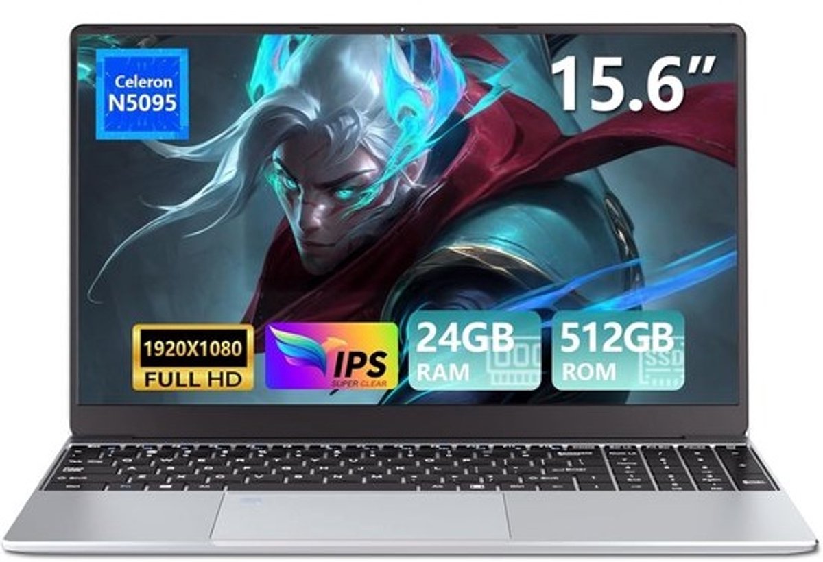 Krachtige 15,6 Inch Laptop met 16GB RAM en 512GB SSD - Celeron N5095