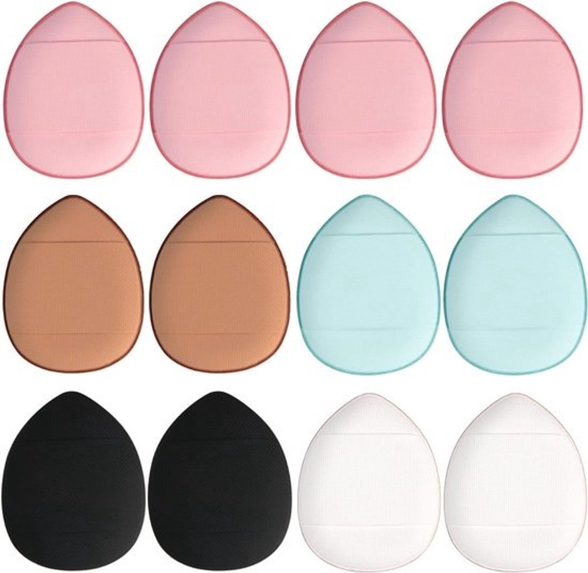 12 Stuks Mini Make-up Poefjes Set voor Foundation, Concealer en Oogschaduw - 5 Kleuren