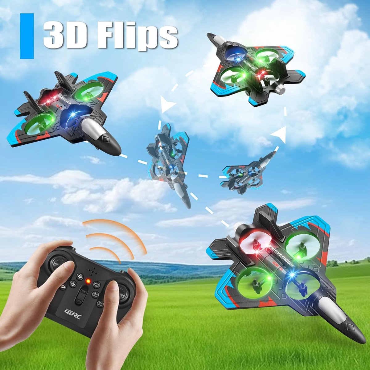 V32 Schuim RC Vliegtuigen - voor kinderen en volwassenen van 8-16 jaar - RC Gevechtsvliegtuig met verlichting - 360° Flip Gevechtsvliegtuig Speelgoed - Stunt Roll - Vliegtuig Speelgoed Cadeau voor Kinderen (inclusief 2 batterij) — cadeau in Spellen & Speelgoed - foto 4