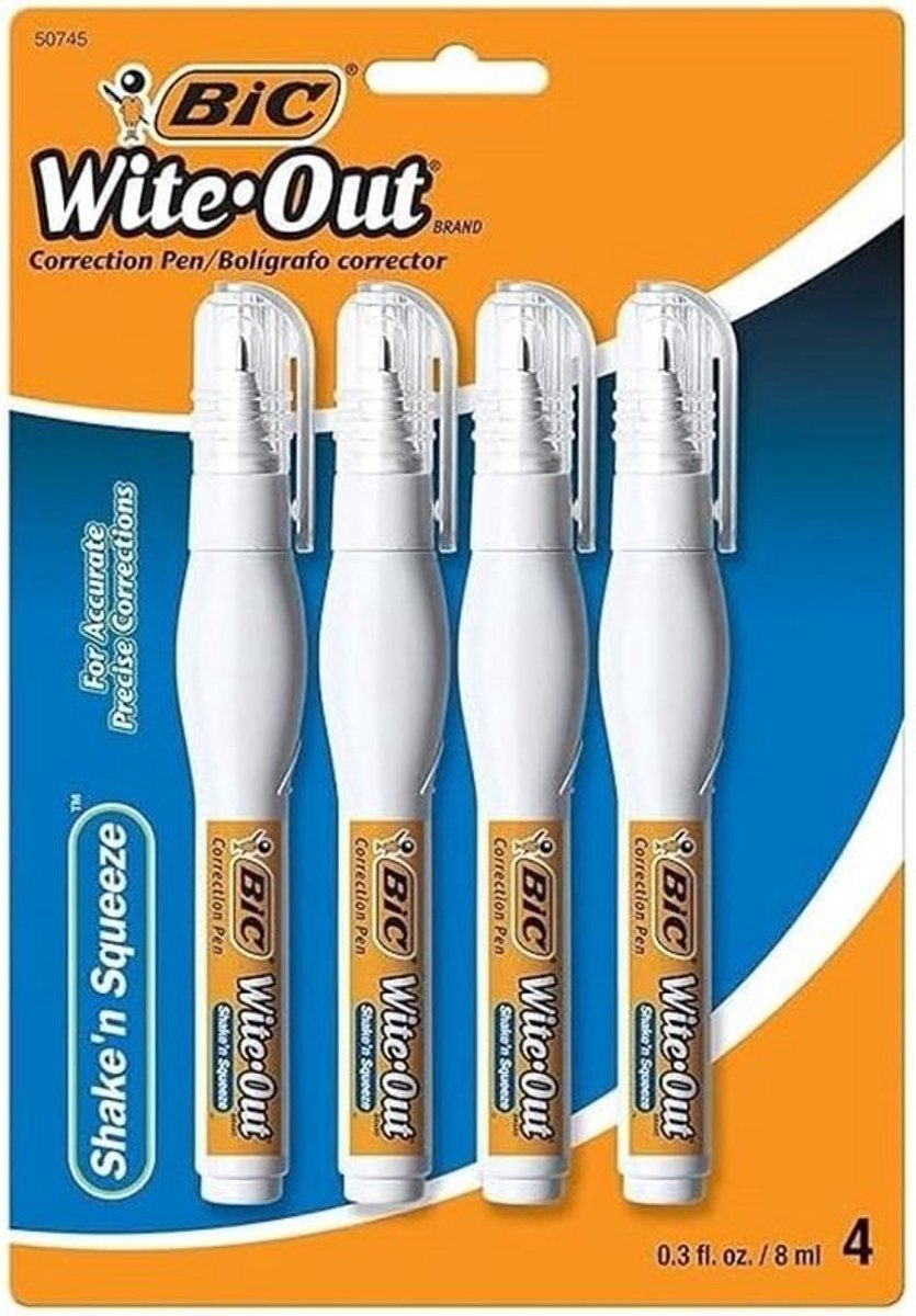 BIC Wite-Out Correctiestift met Transparante Tip, 10ml per Stuk, Pack van 2