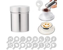 Cacaostrooier voor Cappuccino en Poedersuiker - Roestvrij Staal met 16 Delen voor Decoratie