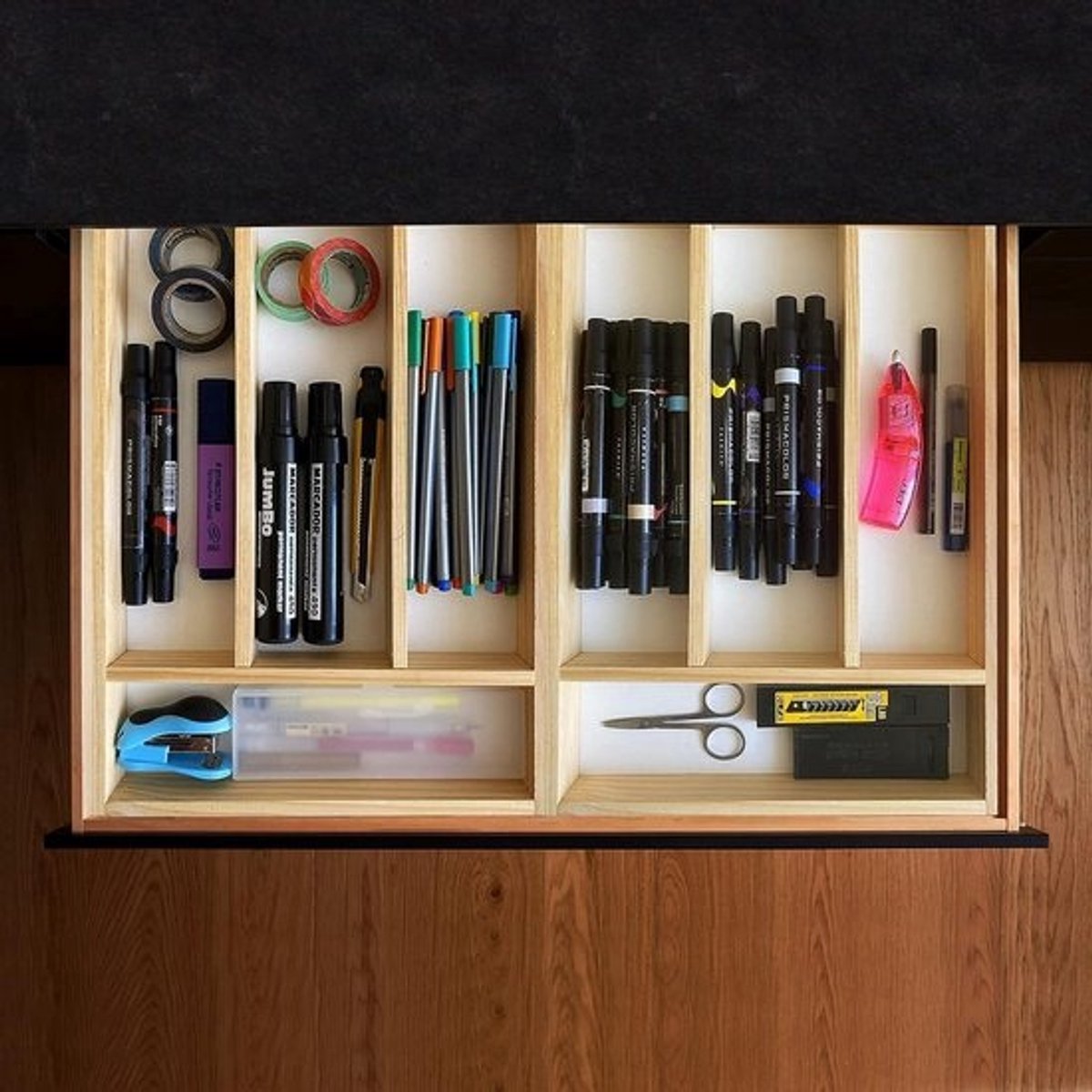 Besteklade - Bestekindeling - Houten Bestekbak - 32 x 22 x 3.5 cm - 4 Compartmenten
