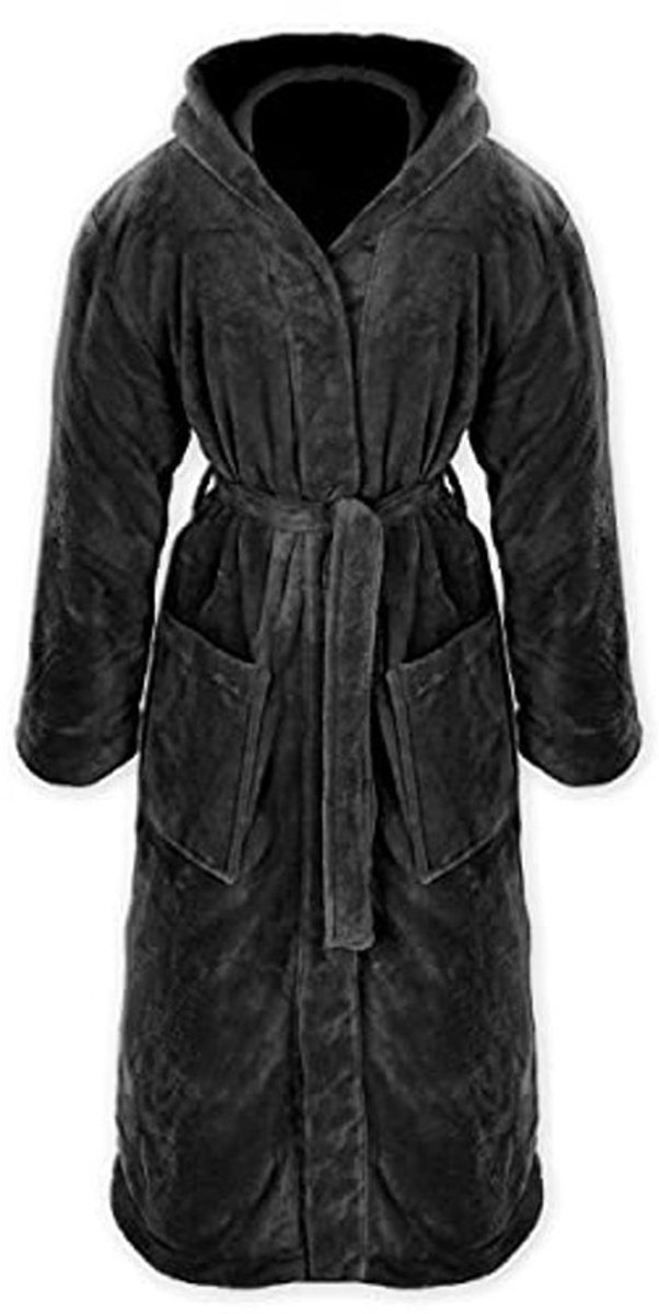 Gräfenstayn® Badjas voor dames en heren, knuffelig fleece, met capuchon, maat S-XXXL, Öko-Tex Standard 100, flanel-fleece