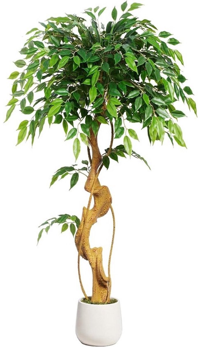 Grote Kunst Ficus Boom 120 cm met Gebogen Stam en Groene Bladeren