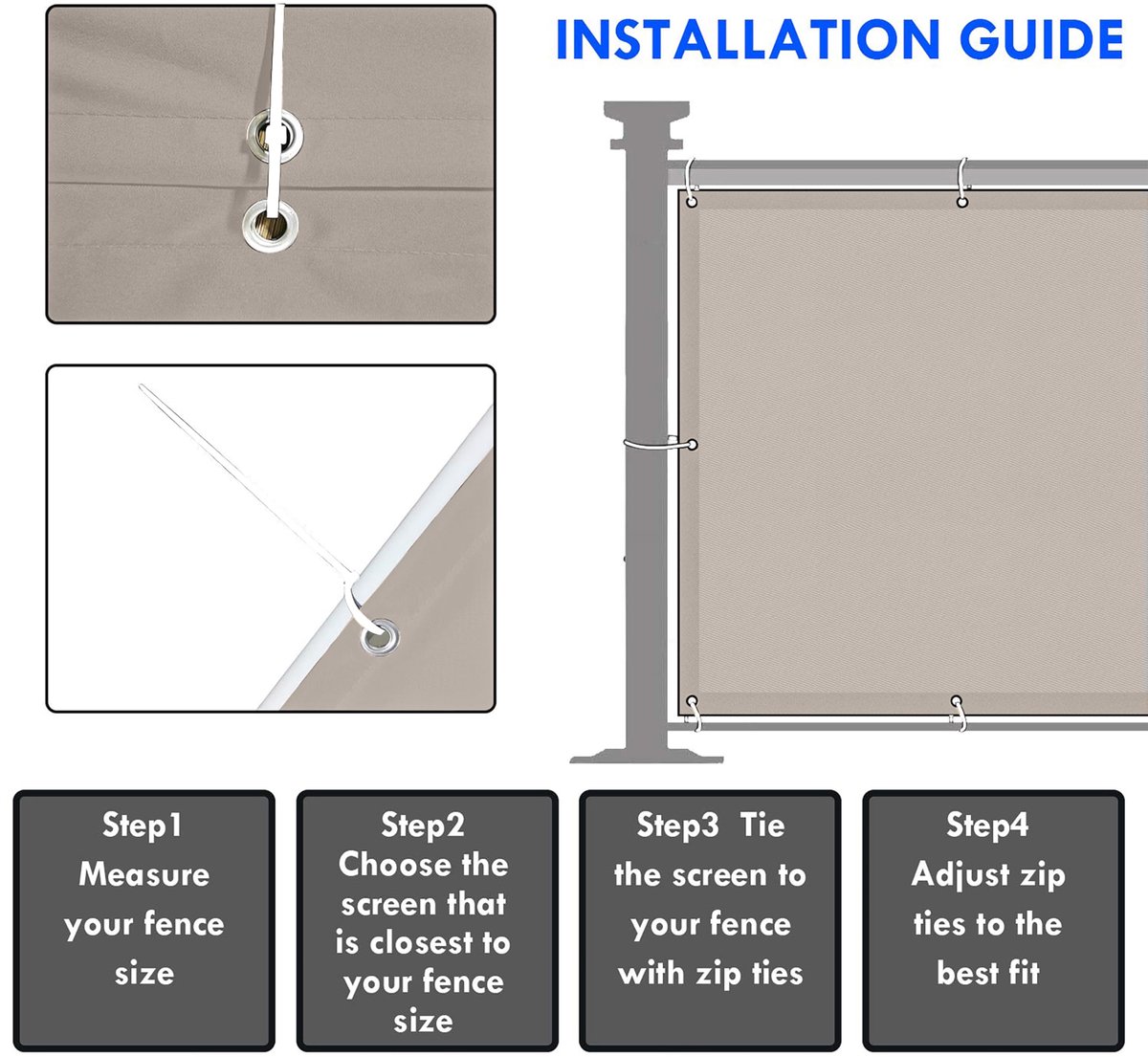 SUNNY GUARD Balkonscherm 80x1000cm Waterdicht Balkonafdekking Inkijkbescherming Ondoorzichtig Balkonomranding Met - ShopVlot