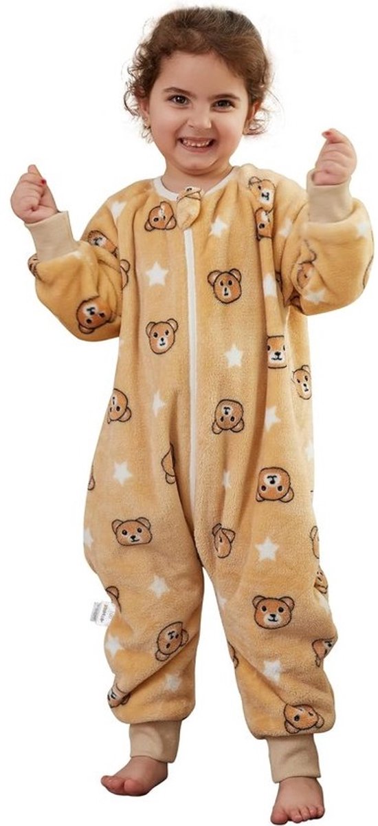 Slaapzak met Voeten voor Kinderen - Flanel, Schattige Dieren, Winterslaapzak met Lange Mouwen, 1-6 Jaar