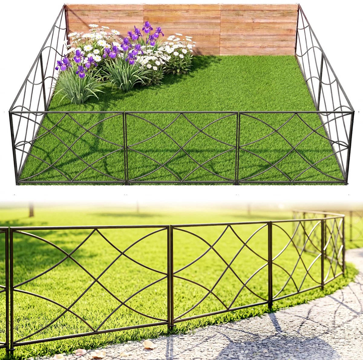 Metalen Tuinafscheiding - Decoratief Hekwerk voor Tuinrand - 40 cm hoog x 2.8 meter lang