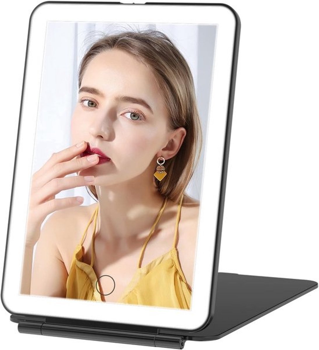 Oplaadbare LED Make-up Spiegel met Touchscreen - 3 Kleuren & Instelbare Helderheid