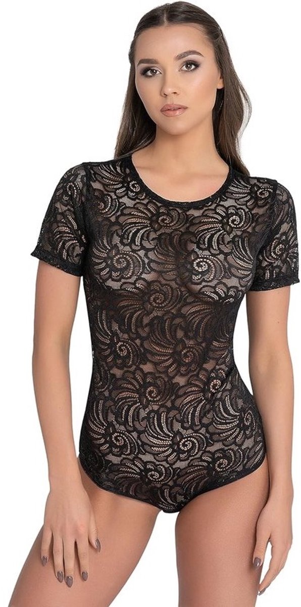 Kanten damesbody met korte mouwen | Elegante bodysuit in verschillende kleuren en maten | Ondergoed body met bloemenkant | Dameslingerie