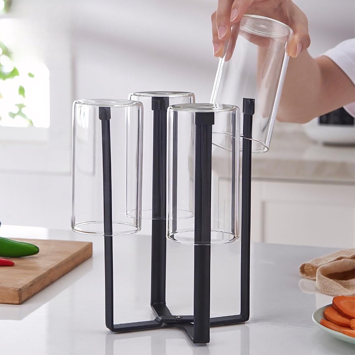 Flessen Afdruiprek - Opvouwbaar Metaal - Voor Sodastream en Babyflessen - Zwart