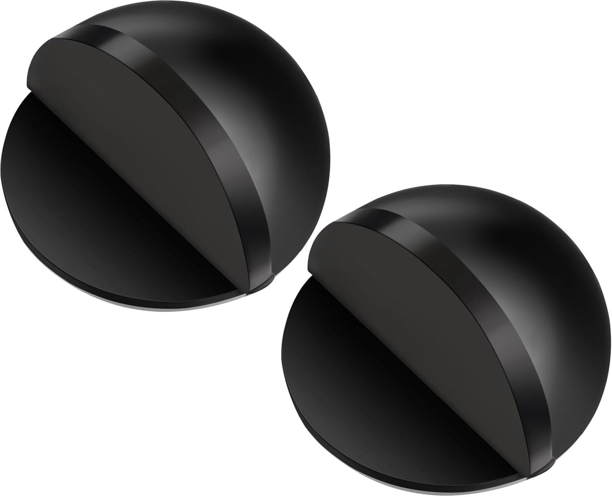 Vloer Deurstopper - Zelfklevend RVS - Zwart - 2 stuks