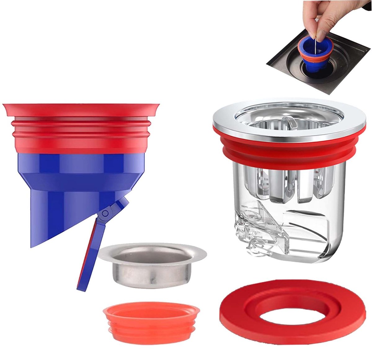 Geurafsluiter - Met terugstroombeveiliging - Voor douche, vloerafvoer, badkamer, keuken en kelder - 2 Stuks - 33-52mm
