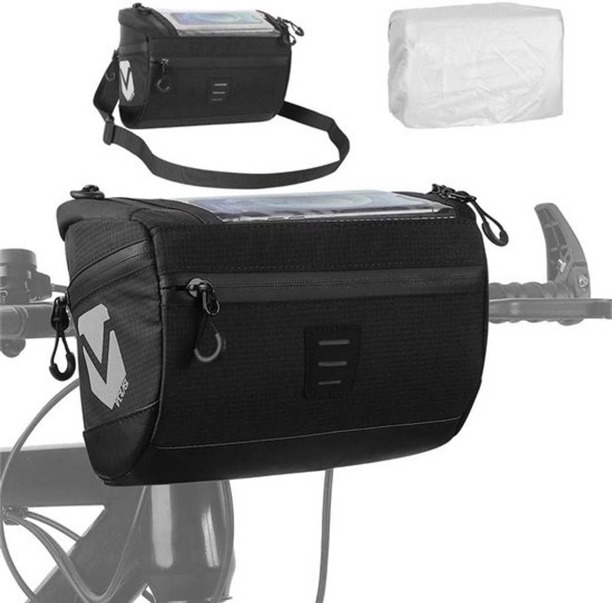 Waterdichte Fietsstuurtas 3 Liter met Doorzichtige Telefoonhouder
