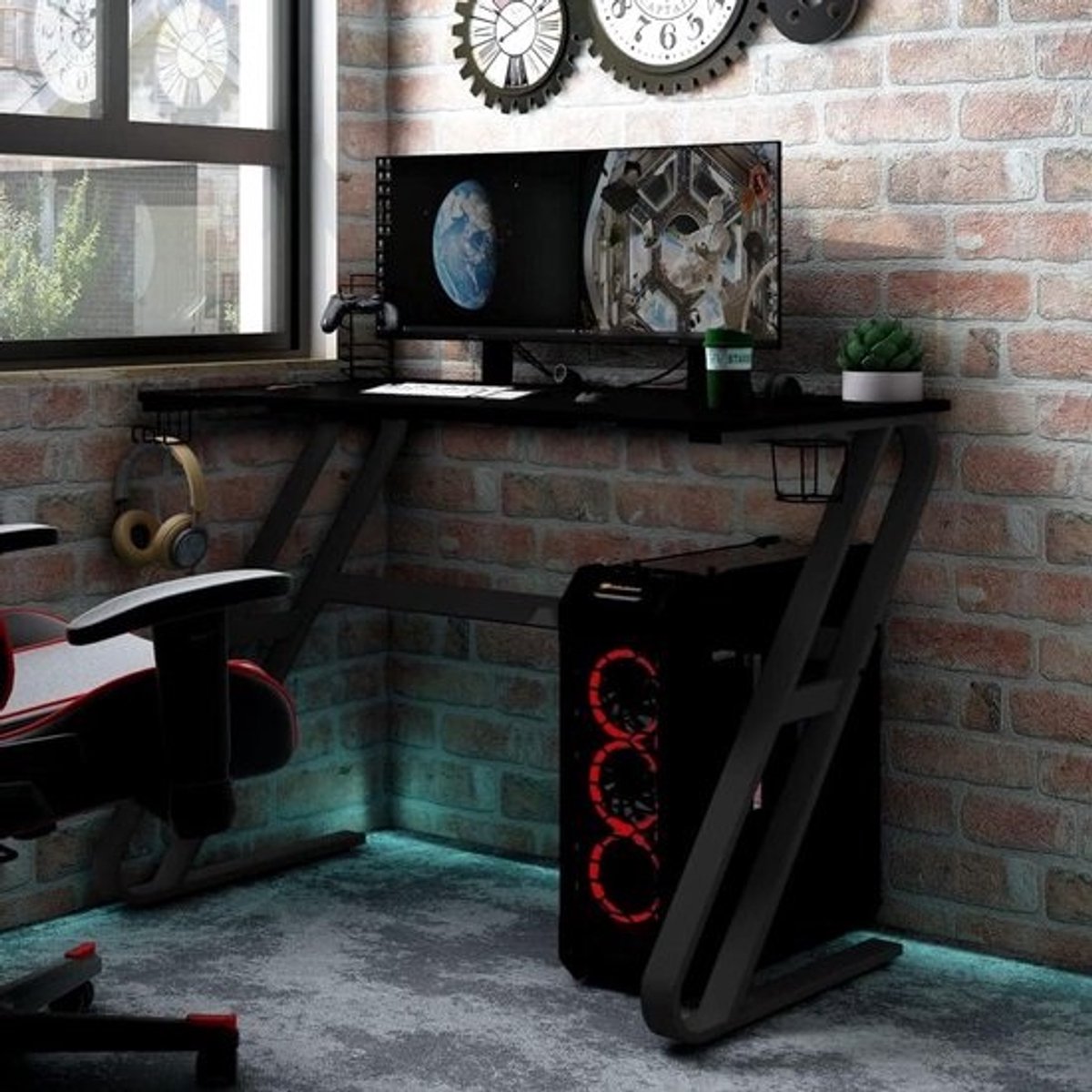 Gaming Bureau - Computer Tafel - Comfortabel Spelen - Ergonomisch Ontwerp - 90 x 60 x 75 cm - Zwart Rood
