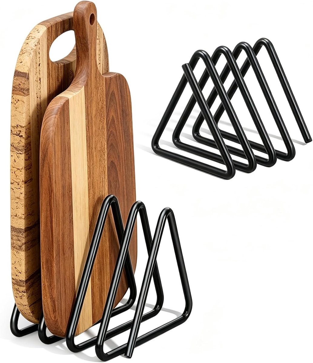 Snijplankenset met houder - Zwart - 10 x 10 x 9 cm - Ruimtebesparende Design - Voor Keuken