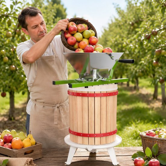 Hout Handmatige Fruitpers 18L - Traditionele Capaciteit Sap Pers voor Appels, Peren & Druiven — afbeelding 5
