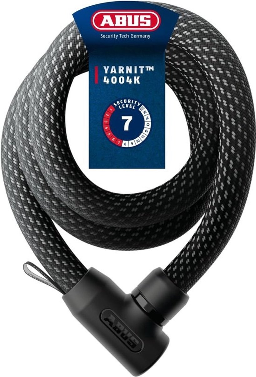 Textiel kettingslot - Fiets scooter slot - Veiligheid onderweg - Flexibel met textiel - 140 cm lengte - Zwart