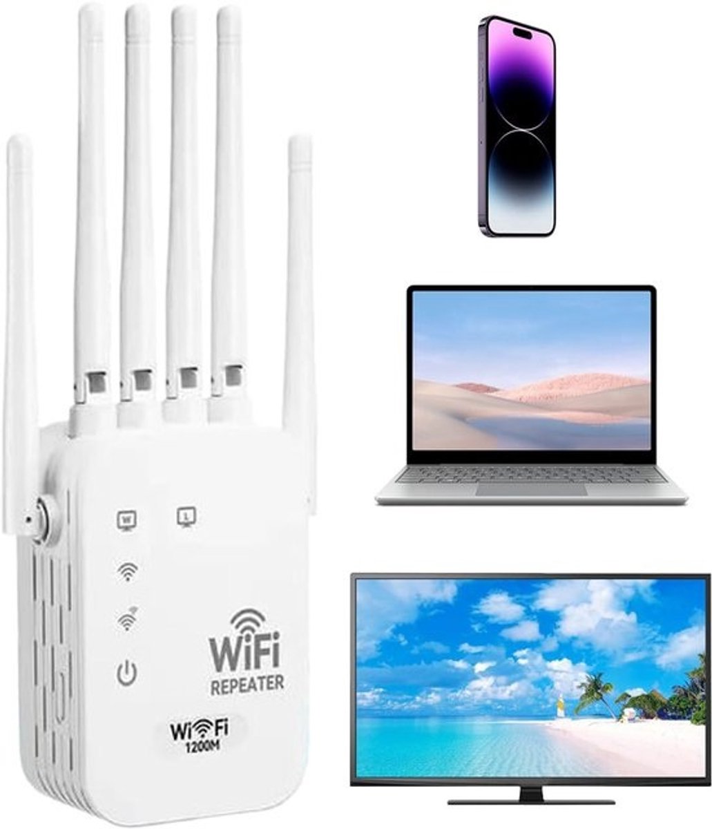 Internet Versterker - Wifi Booster - Stabiele Verbinding - Brede Dekking - 1115 vierkante meter - Wit