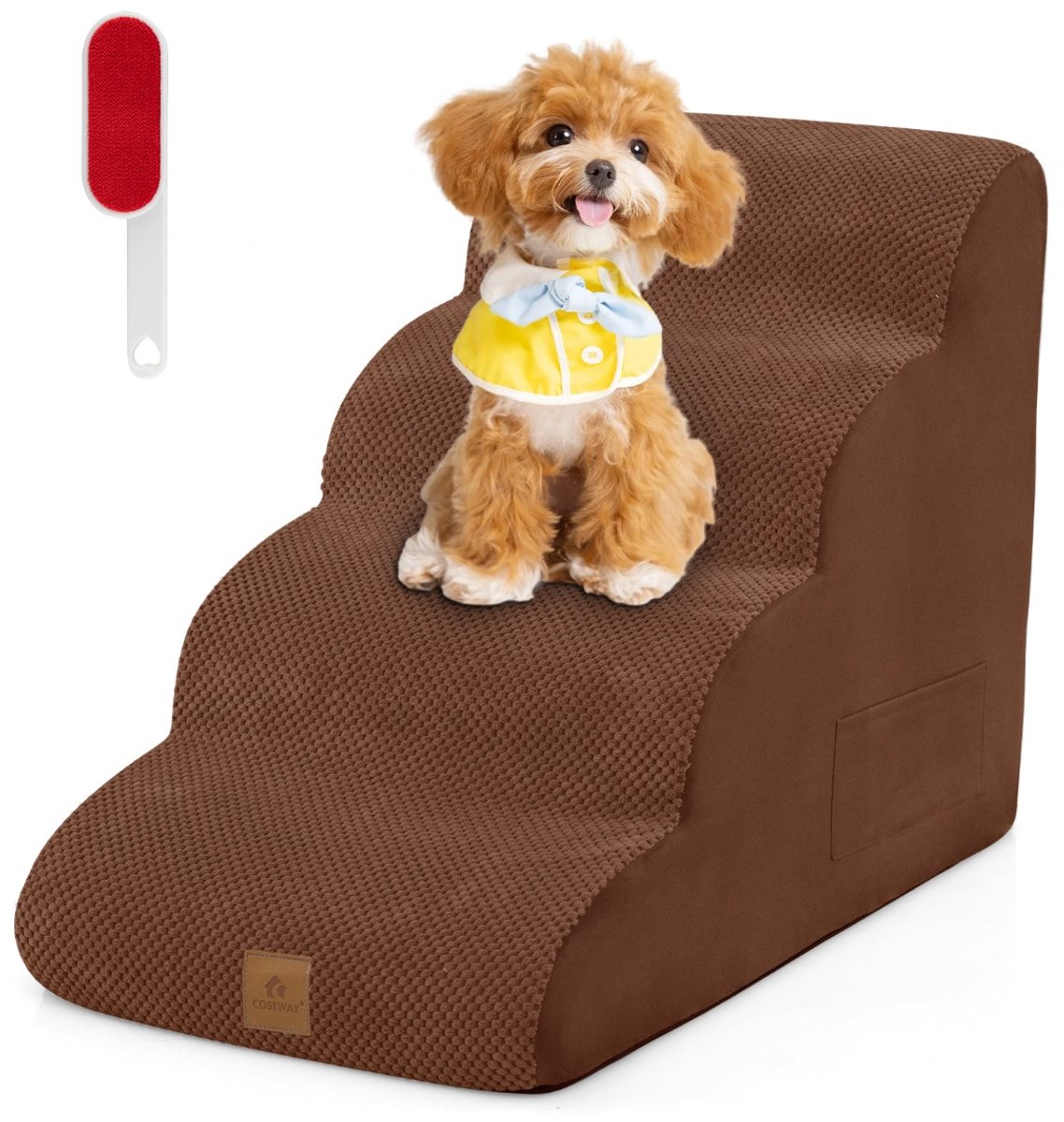 SureDeal® - Hondenproduct - Oprijplaat - Honden Schuimrubber - Vier Niveaus Hoge - Slaapbank Brede - 72x41x51 cm - Koffiebruin