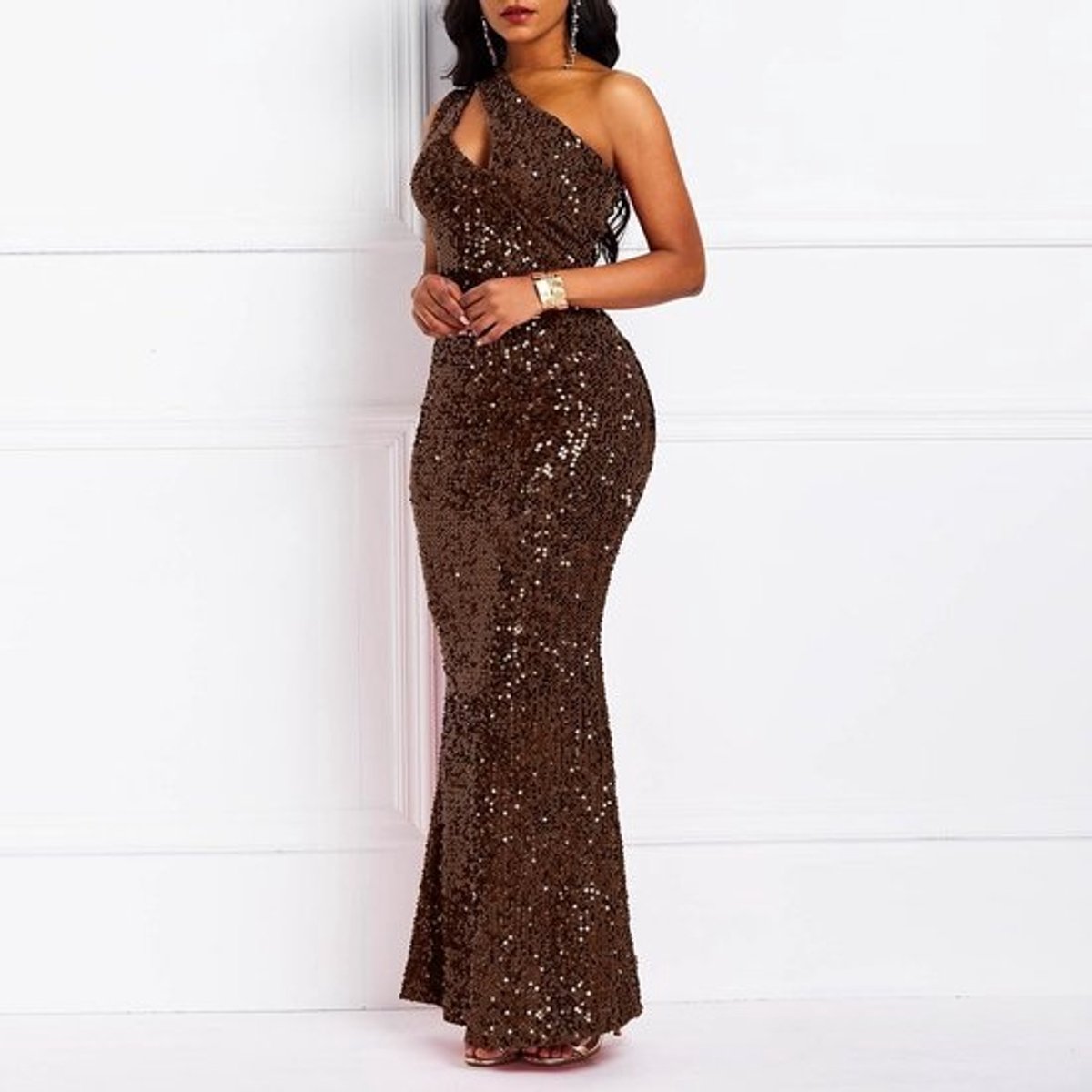 Satijnen Maxi Jurk Mouwloos Schuin Kraag Mermaid Bodycon Elegante Avondjurk voor Feestelijke Gelegenheden