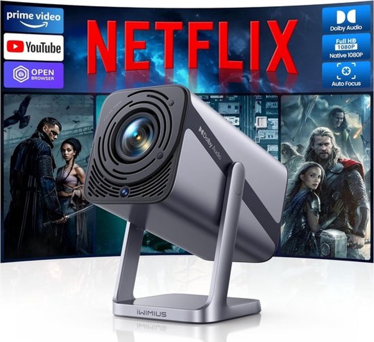 Smart Beamer 4K met Dolby Audio - Full HD 1080P, Wifi6 en Bluetooth