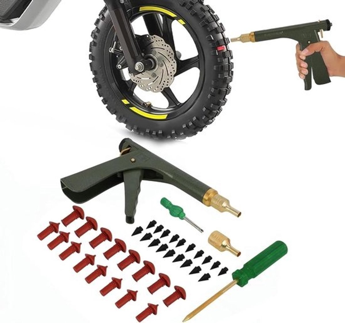Bandenreparatieset met 16 Paddenstoelstekkers voor Auto's, Motorfietsen en Vrachtwagens