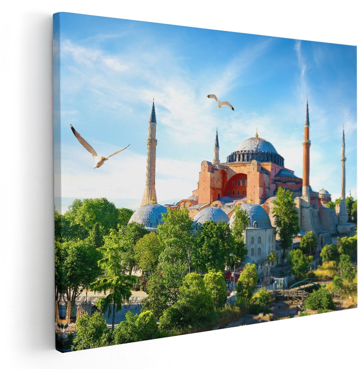 Artaza Canvas Schilderij Hagia Sophia Moskee In Istanbul - 150x120 cm - Groot - Wanddecoratie Woonkamer - Schilderijen - Muurdecoratie