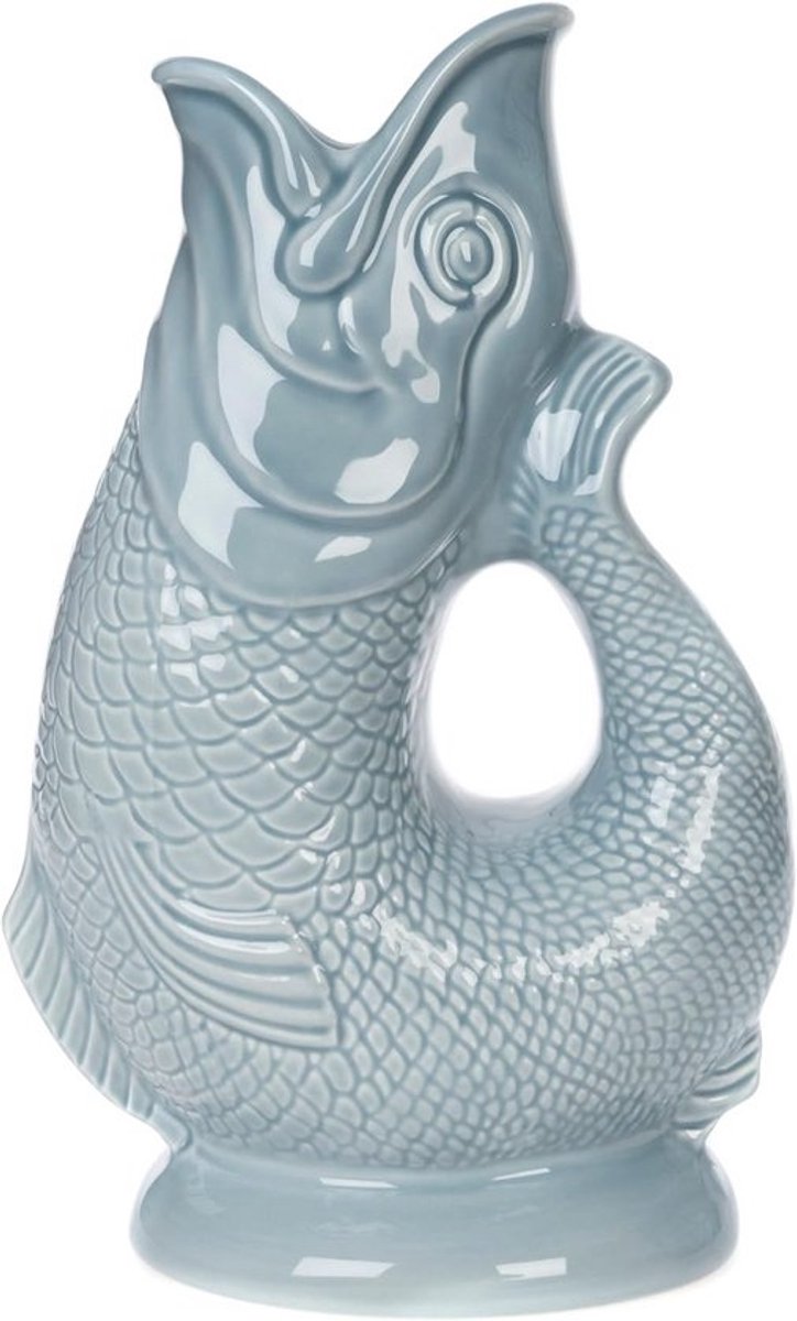 Glug Kruik Groot - Viswaterkruik Vaas - Drinken Water - Iconisch Brits Ontwerp - 28 cm 1.4L - Wit