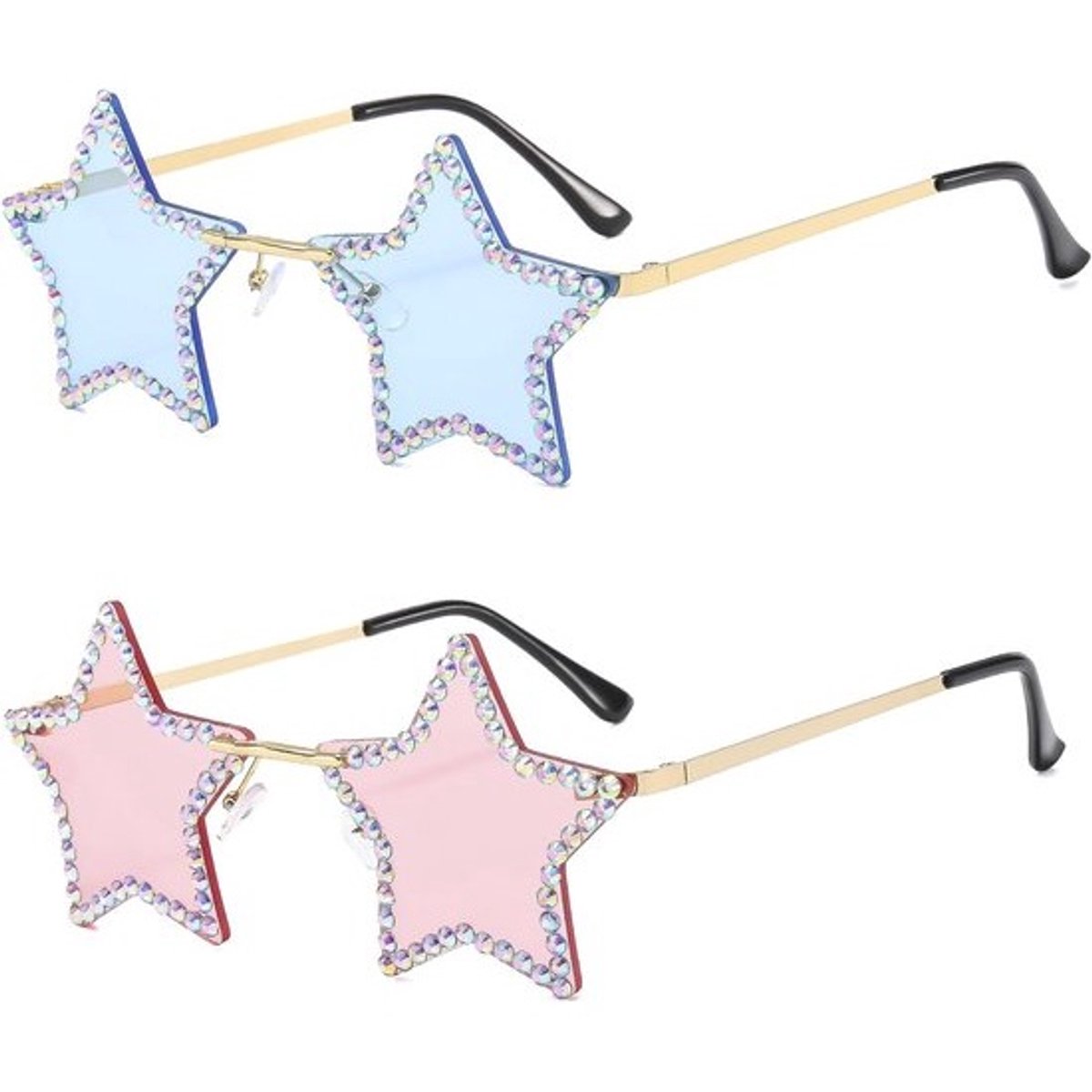 Zonnebril met rhinestones in sterretjesvorm