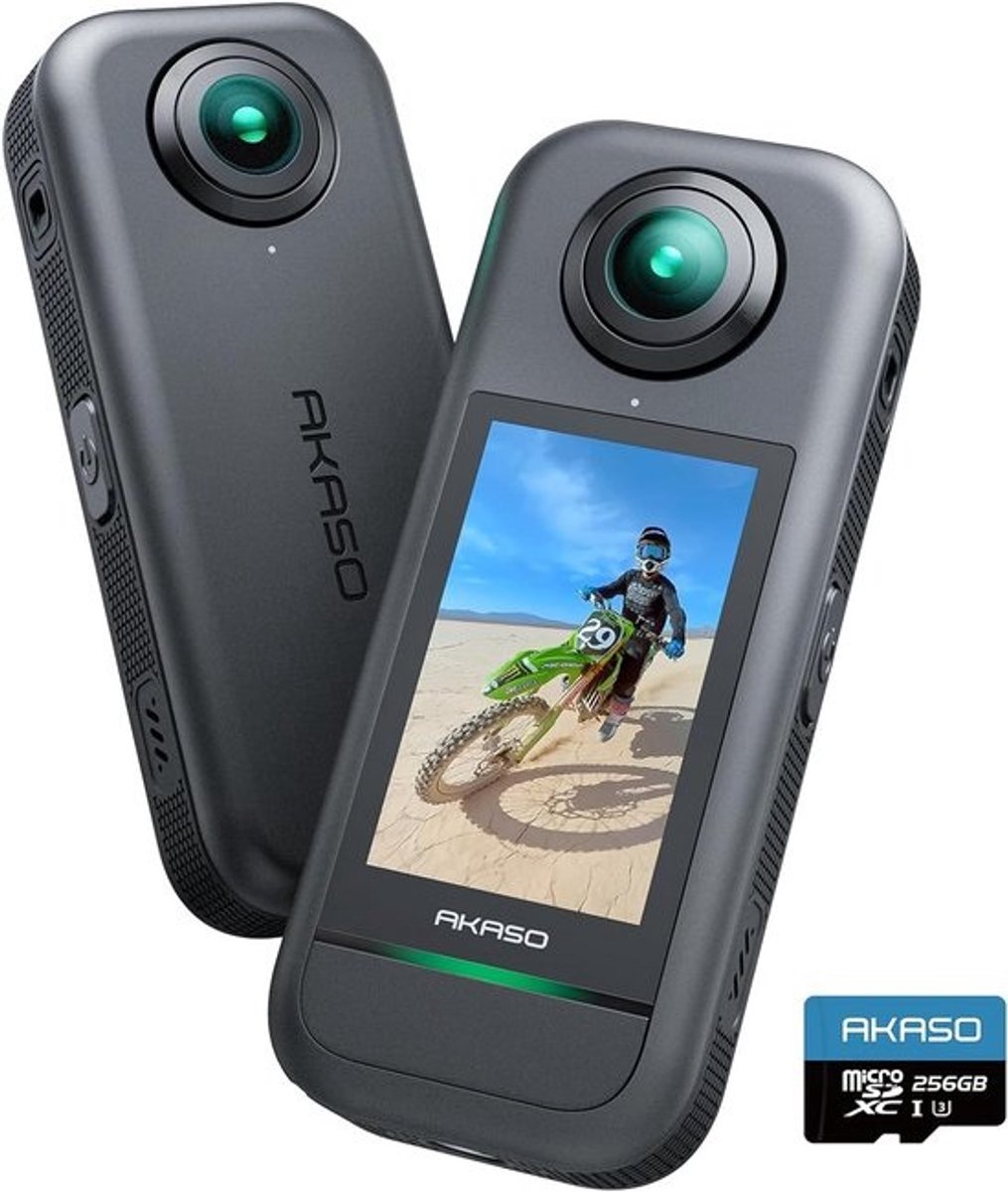 360° Actiecamera 5.7K 72MP met 256GB Kaart, Horizon Lock en Selfie Stick Effect