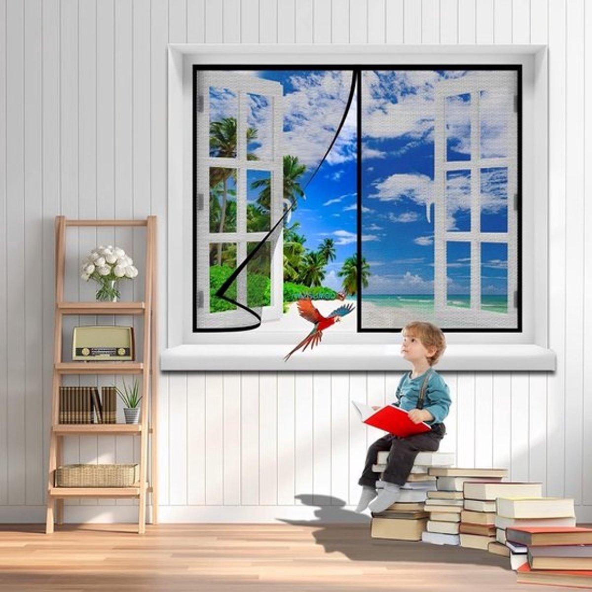 Extra Grote Magnetische Hordeur Vliegengordijn 245x205 cm Zwart