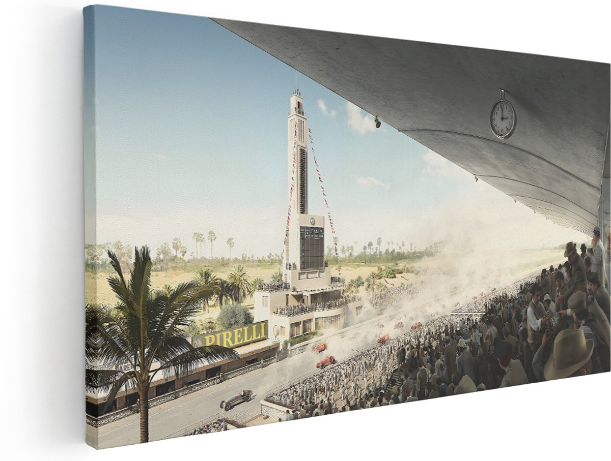 Artaza Canvas Schilderij Formule 1 - 160x80 cm - Groot - Wanddecoratie Klassieke Race - Muurdecoratie Vintage Auto - Decoratie Retro - Kamer Accessoires