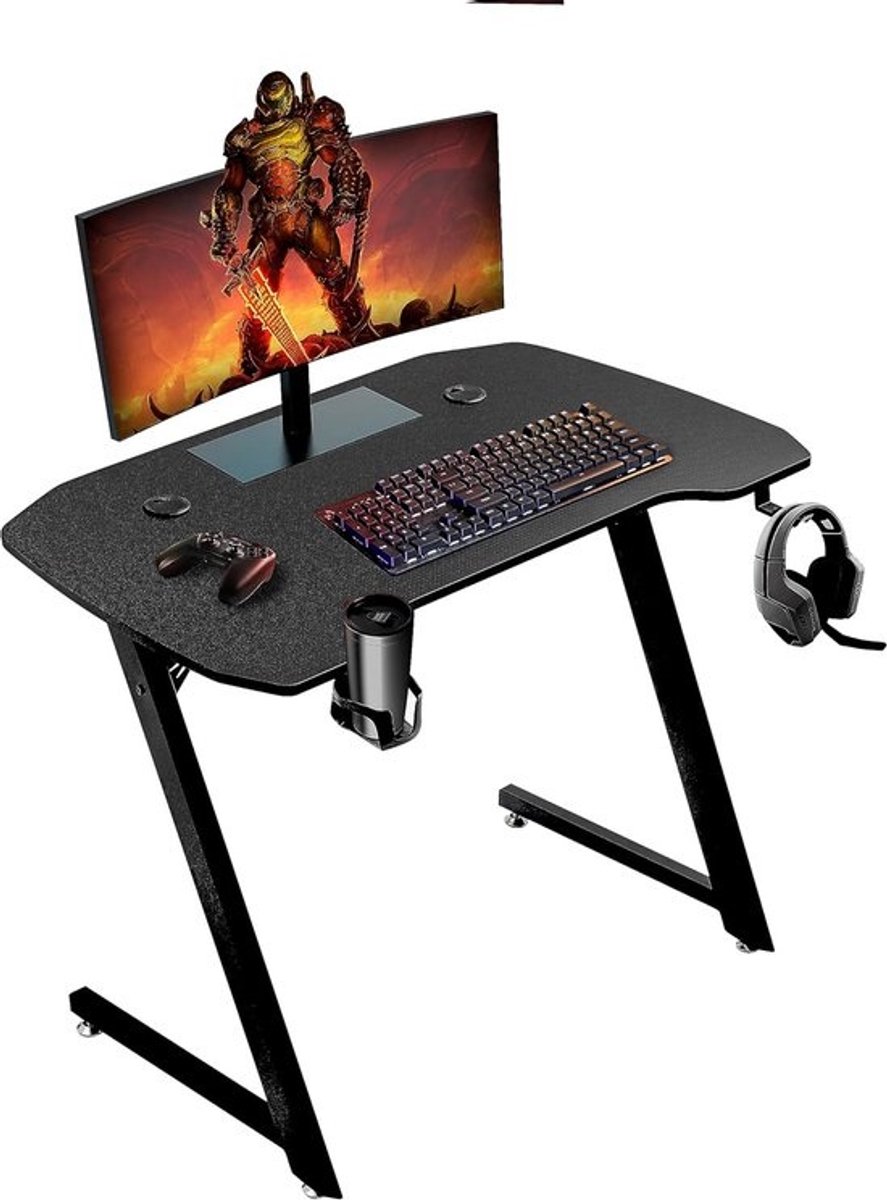 Ergonomisch Gaming Bureau met Koptelefoonhouder en Bekerhouder - 100x60 cm