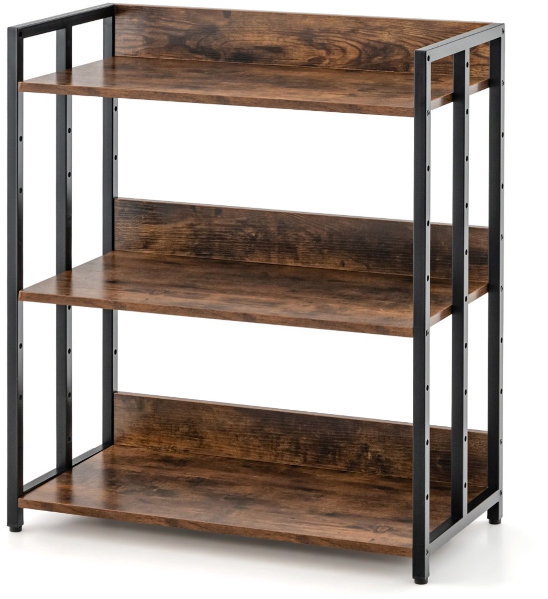 SureDeal® - Bijzettafel - Niveau Industriële Boekenkast - Verstelbare Planken Metalen - Kantoor Woonkamer Bruin - 70x35x81 cm - Koffiebruin