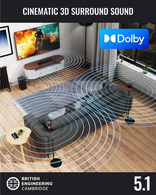 Soundbar Luidsprekers - Home Audio - Film Avond - Draadloze Connectiviteit - 40 cm - Zwart — afbeelding 4