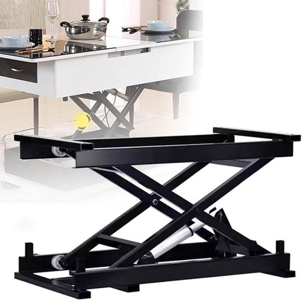 Elektrische Schaarheftafel - Verstelbare Heftefel - Bureau Gebruik - Draadloze Afstandsbediening - 50 kg Capaciteit - Zwart
