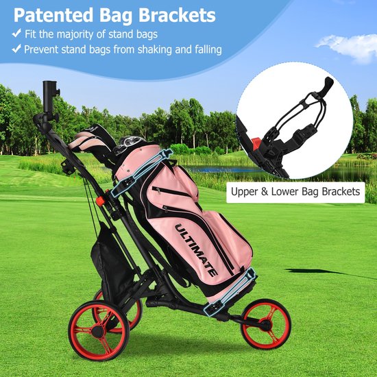 SureDeal® - Golf - Wielen Duwkar Snel - Golfclubs Golftrolley - 121x70x99,5 cm - Naturel van suredeal — afbeelding 5