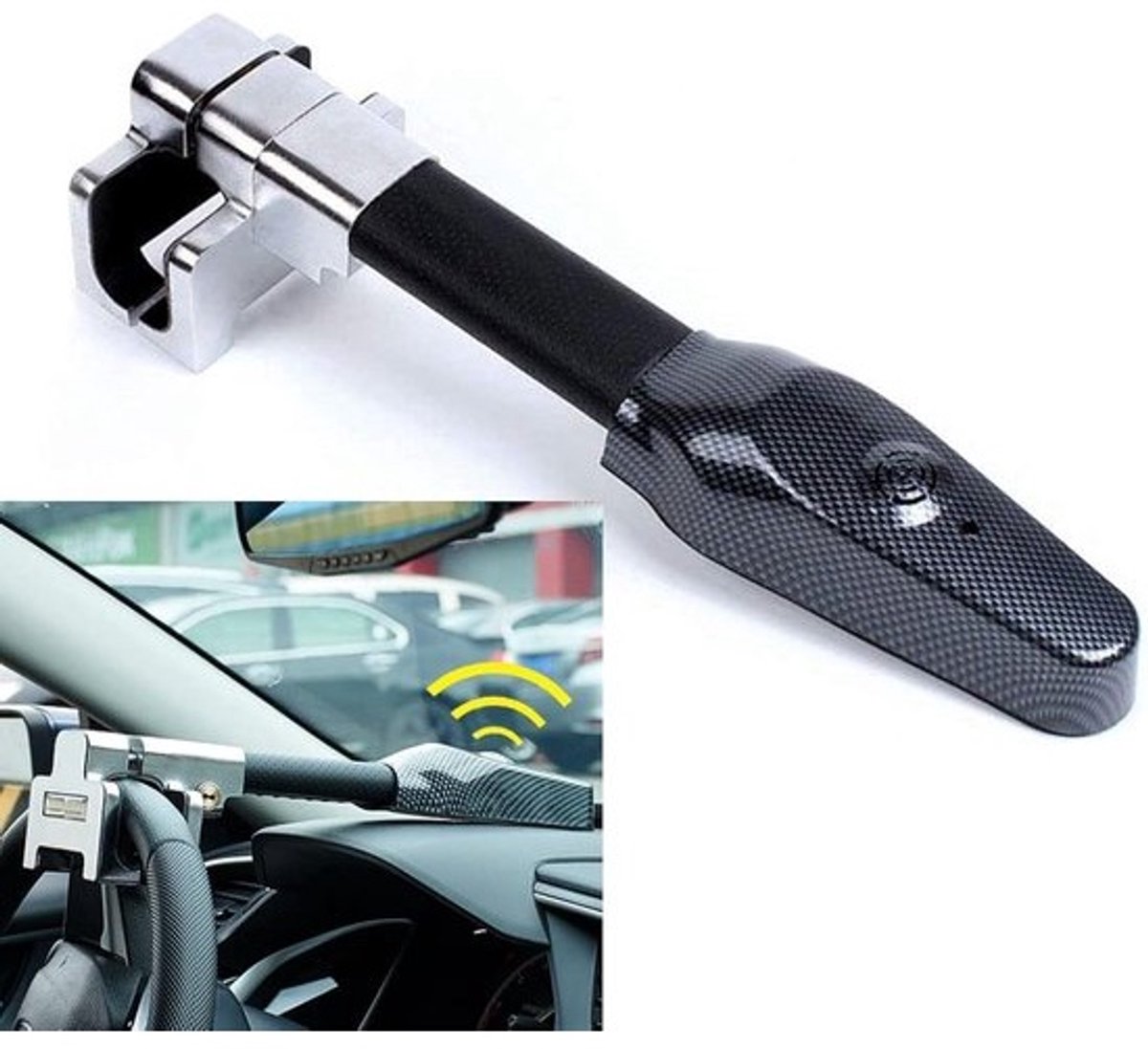 Zware Stuurwielvergrendeling met Alarm | Anti-Diefstal Auto Accessoire | Universieel Voertuigbeveiliging