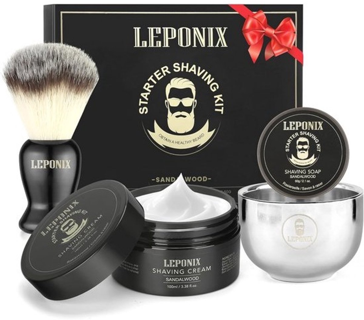 Luxe Scheerset met Scheercrème, Scheerzeep, Scheerborstel en Scheerkom voor Mannen - Geschenkdoos